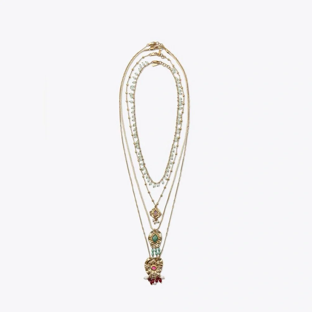 NWT Zara 4-Pack Beaded Medallion Necklaces